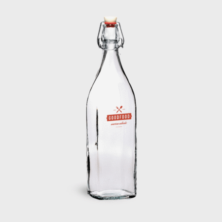 Glass Bottle Clip Lock Square