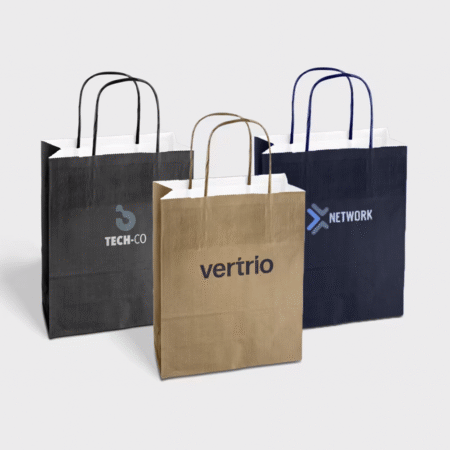 Ribbed Kraft Paper Bags with White Interior