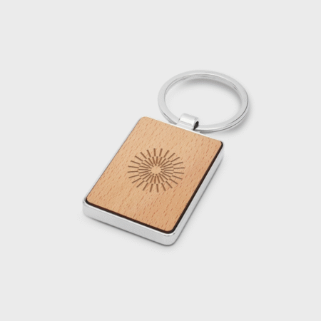Mauro Beech Wood Rectangular Keychain