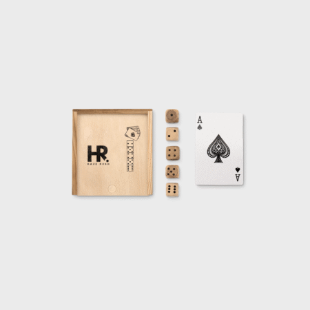 Card and Dice Set in Wooden Box
